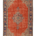 Vintage Manisa Turkish Area Rug 5x8 ft — Orange & Blue Floral