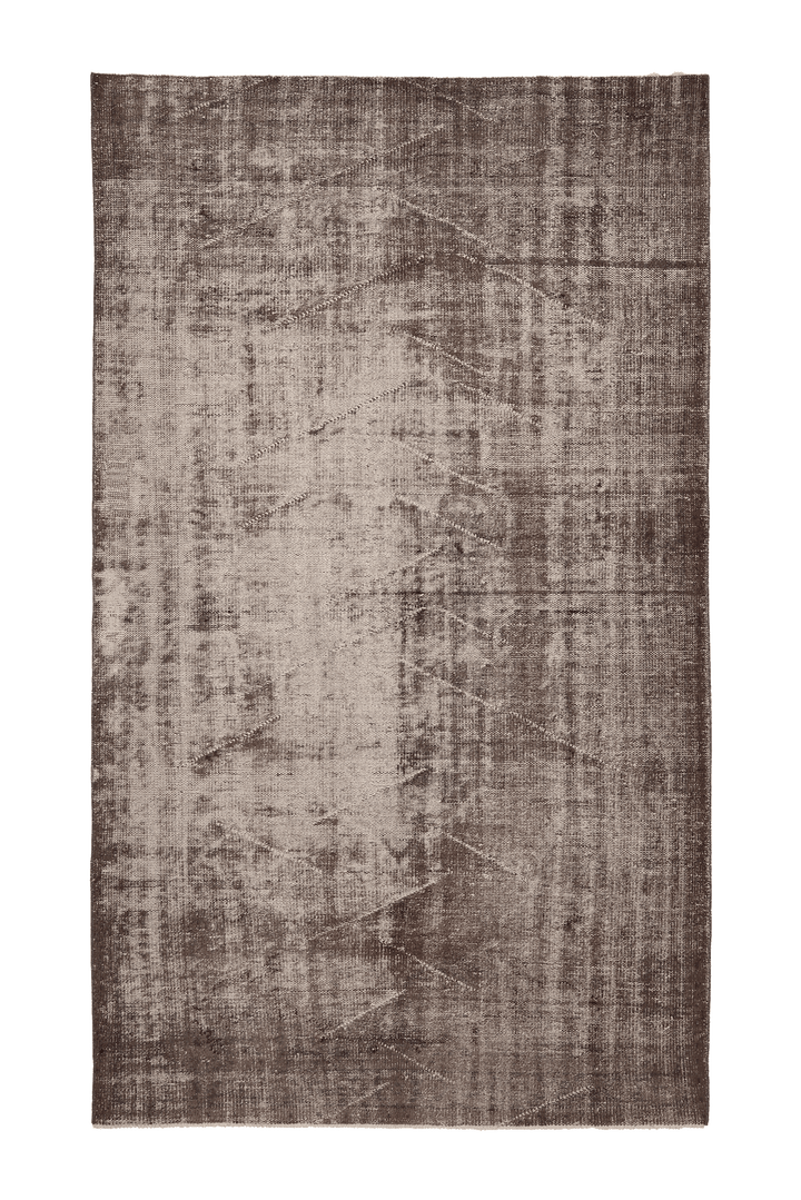 Vintage Manisa Turkish Area Rug 6x10 ft — Brown & Beige Geometric