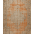 Vintage Manisa Turkish Area Rug 6x9 ft — Orange & Beige Floral