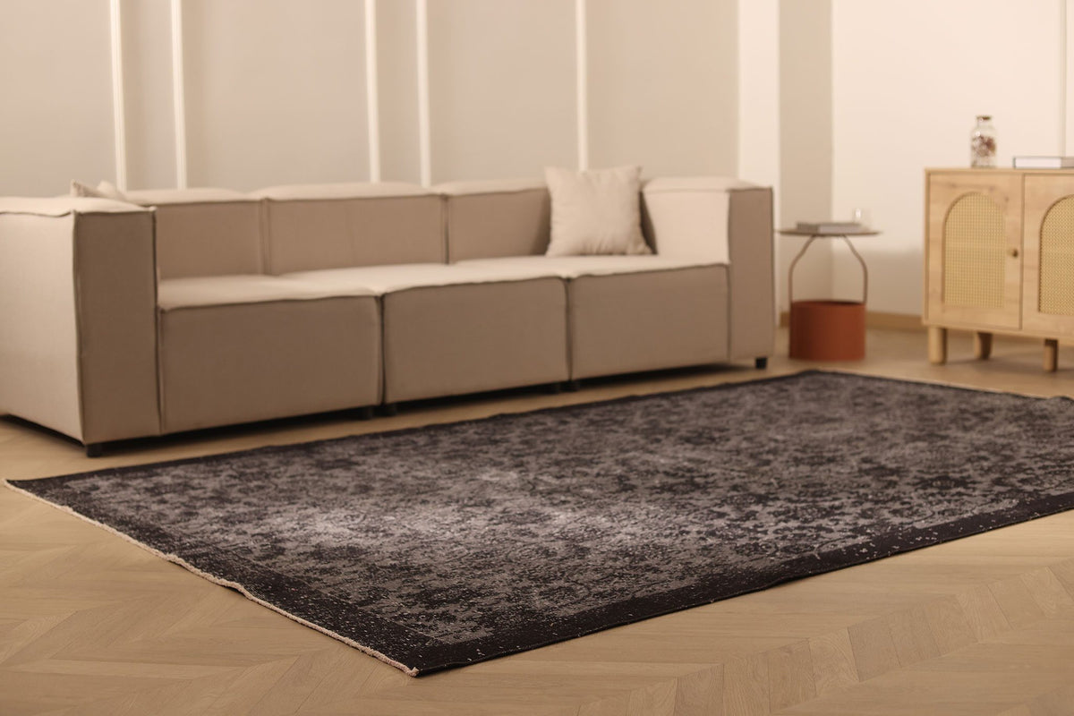 Vintage Isparta Turkish Area Rug 7x10 ft — Gray Overdyed