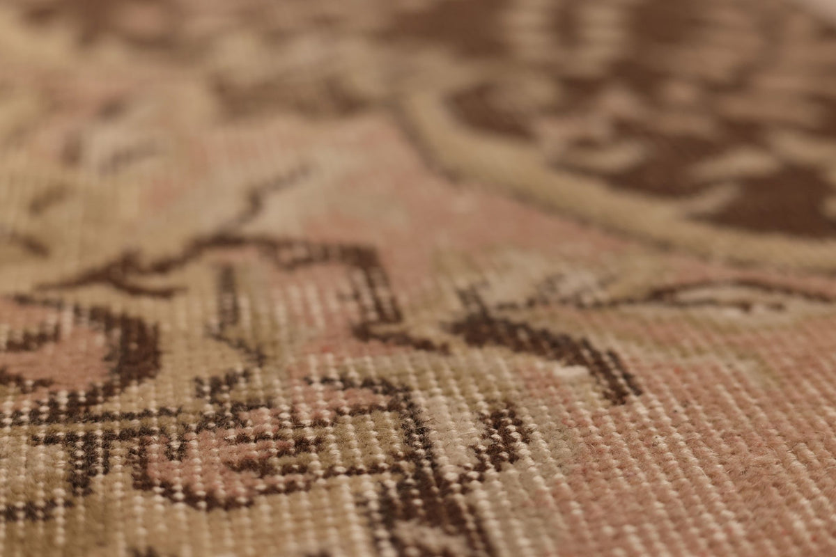 Vintage Isparta Turkish Area Rug 5x9 ft — Beige & Brown Floral