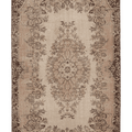 Vintage Isparta Turkish Area Rug 5x9 ft — Beige & Brown Floral