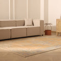 Vintage Manisa Turkish Area Rug 6x9 ft — Orange & Beige Floral