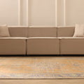 Vintage Manisa Turkish Area Rug 6x9 ft — Orange & Beige Floral