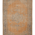 Vintage Manisa Turkish Area Rug 6x9 ft — Orange & Beige Floral