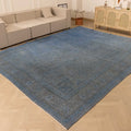 Vintage Southeastern Persian Style Oversize Rug 10x12 ft — Blue & Gray Medallion