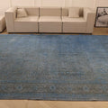 Vintage Southeastern Persian Style Oversize Rug 10x12 ft — Blue & Gray Medallion