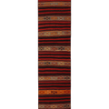 Vintage Malatya Turkish Kilim Runner Rug 2x11 ft — Red & Brown Geometric