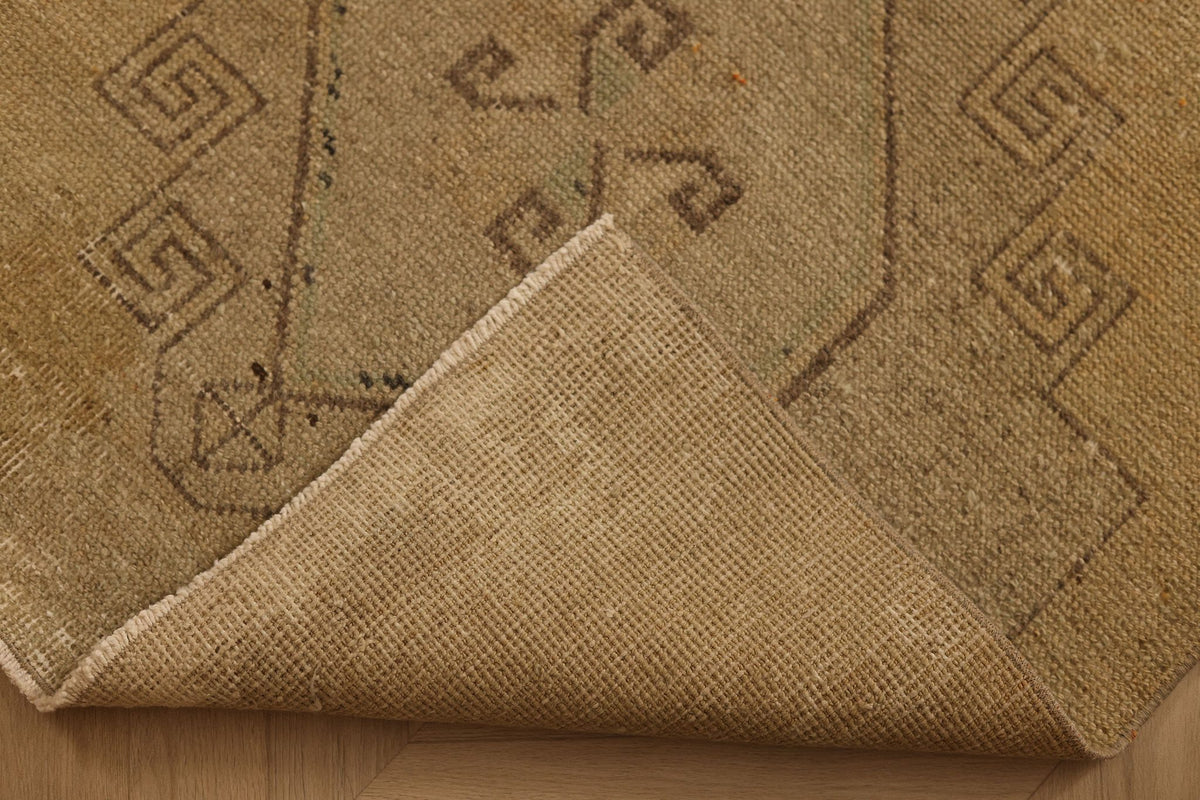 Vintage Malatya Turkish Runner Rug 3x11 ft — Beige & Brown Geometric