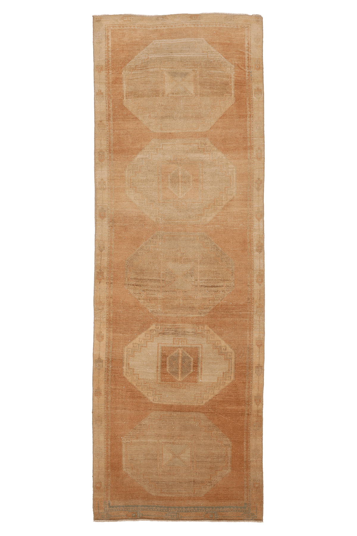Vintage Malatya Turkish Runner Rug 3x11 ft — Brown & Beige Geometric (No. 62728)