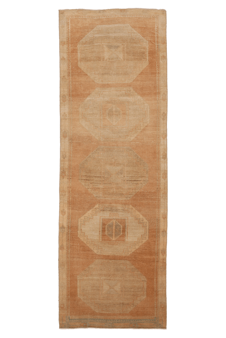 Vintage Malatya Turkish Runner Rug 3x11 ft — Brown & Beige Geometric (No. 62728)