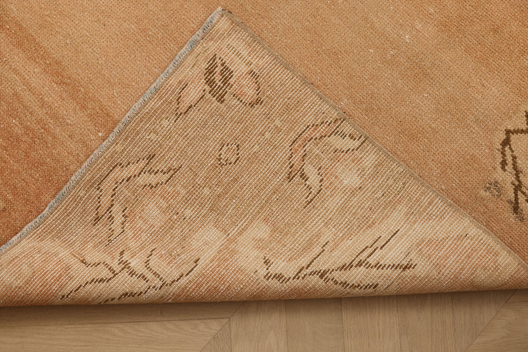 Vintage Sivas Turkish Runner Rug 3x10 ft — Beige & Brown Floral