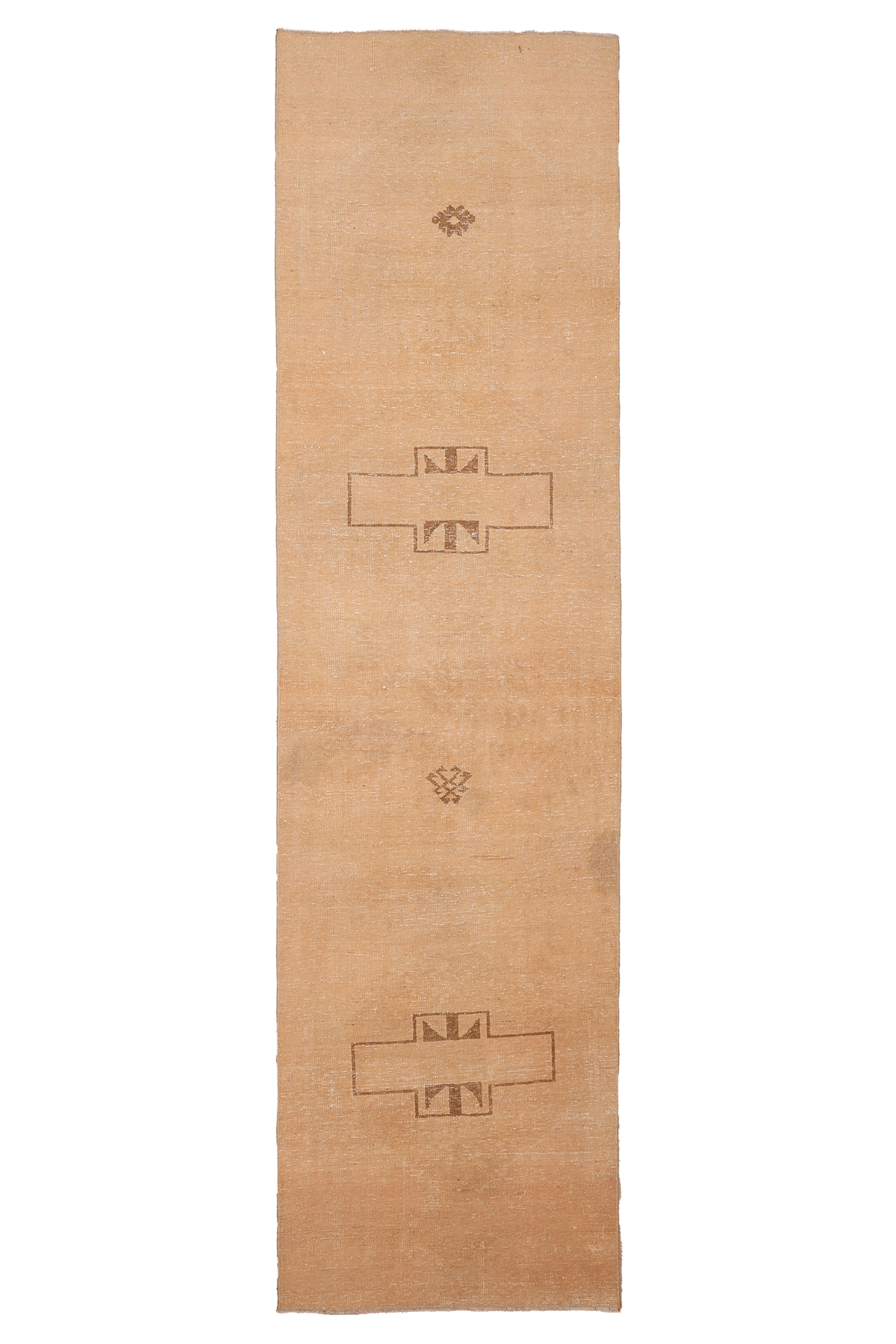 Vintage Malatya Turkish Runner Rug 3x12 ft — Beige & Brown Geometric (No. 62733)
