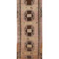 Vintage Malatya Turkish Runner Rug 3x11 ft — Brown & Pink Geometric