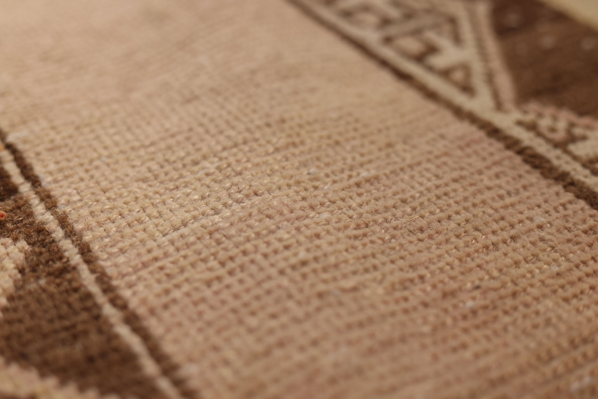 Vintage Malatya Turkish Runner Rug 3x11 ft — Brown & Pink Geometric