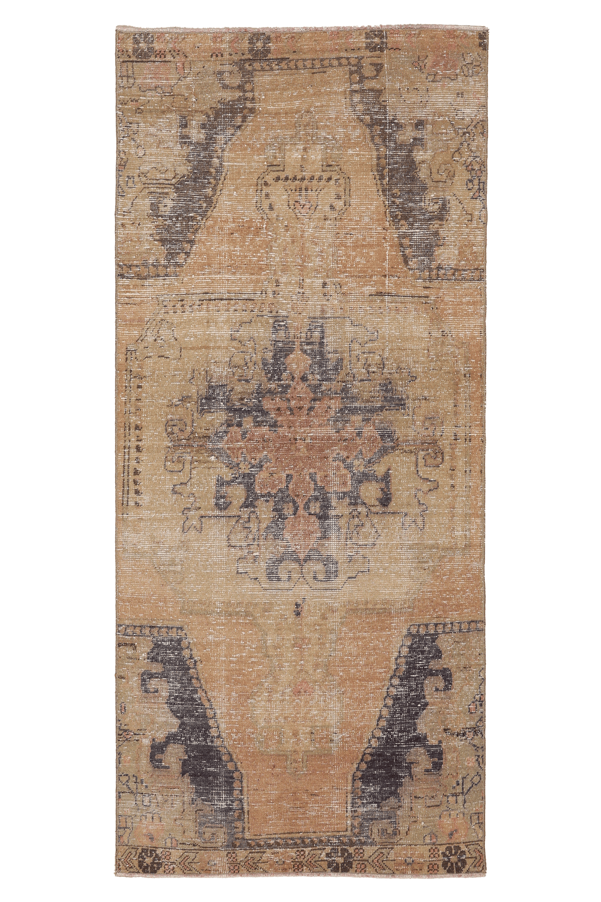 Vintage Nevşehir Turkish Runner Rug 3x7 ft — Beige & Brown Distressed (No. 62741)