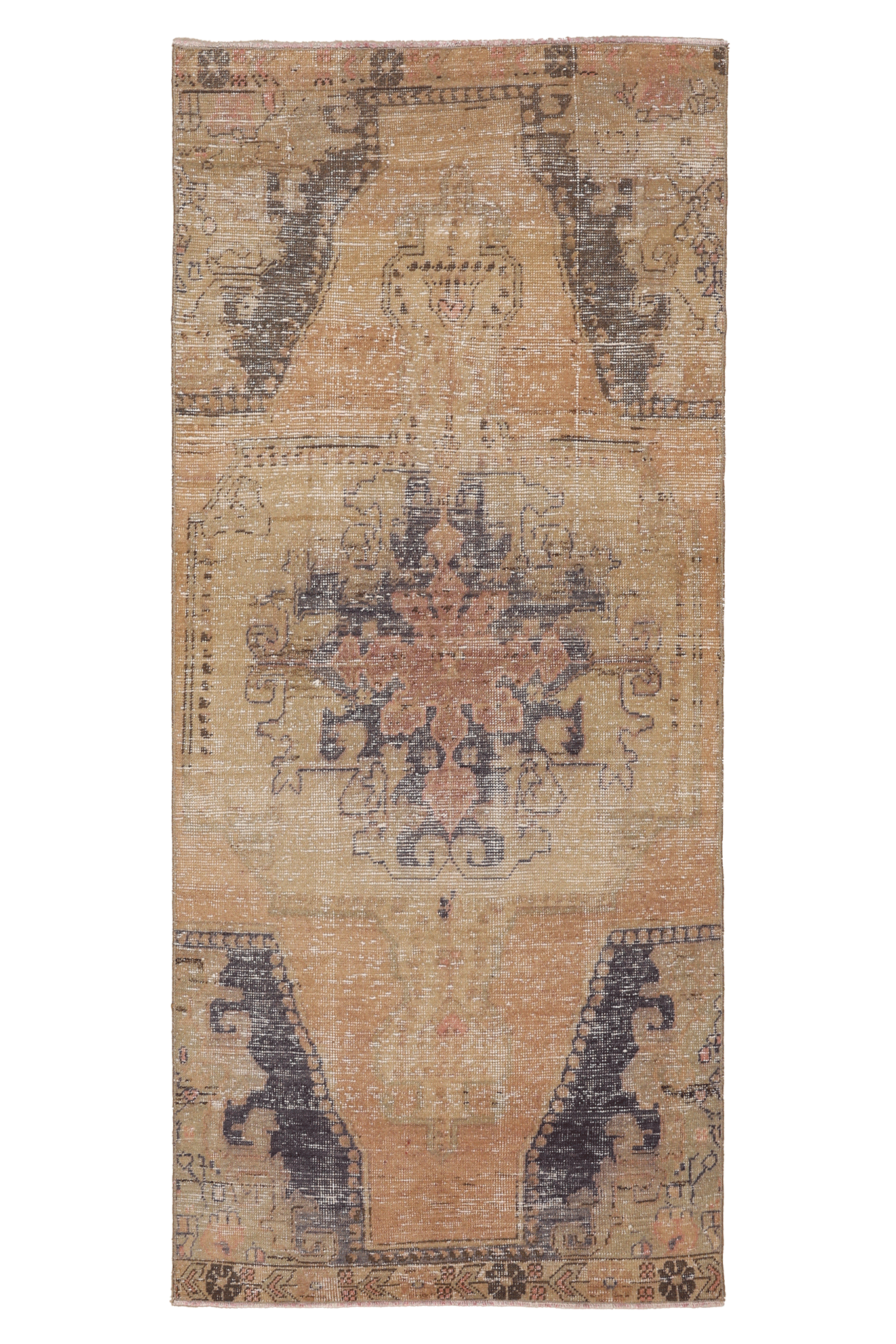 Vintage Nevşehir Turkish Runner Rug 3x7 ft — Beige & Brown Distressed (No. 62741)