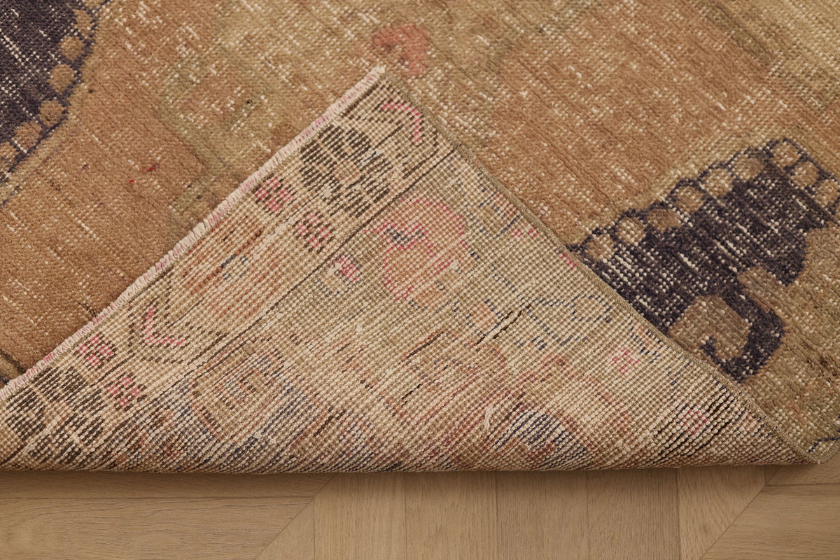 Vintage Nevşehir Turkish Runner Rug 3x7 ft — Beige & Brown Distressed (No. 62741)