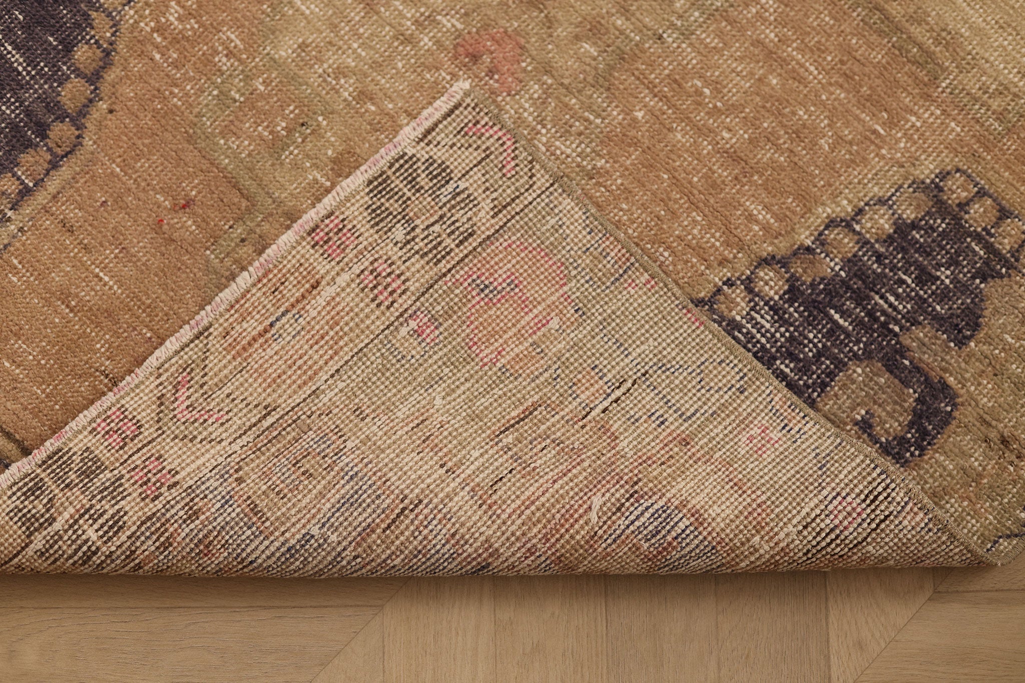 Vintage Nevşehir Turkish Runner Rug 3x7 ft — Beige & Brown Distressed (No. 62741)