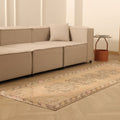 Vintage Niğde Turkish Runner Rug 3x9 ft — Beige & Brown Geometric (No. 62751)