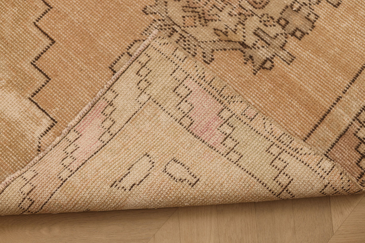 Vintage Niğde Turkish Runner Rug 3x9 ft — Beige & Brown Geometric (No. 62751)