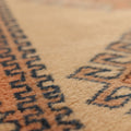 Vintage Uşak Turkish Rug 3x14 ft — Beige & Orange Geometric