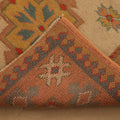 Vintage Uşak Turkish Runner Rug 3x8 ft — Beige & Orange Geometric