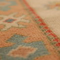 Vintage Uşak Turkish Runner Rug 3x8 ft — Beige & Orange Geometric