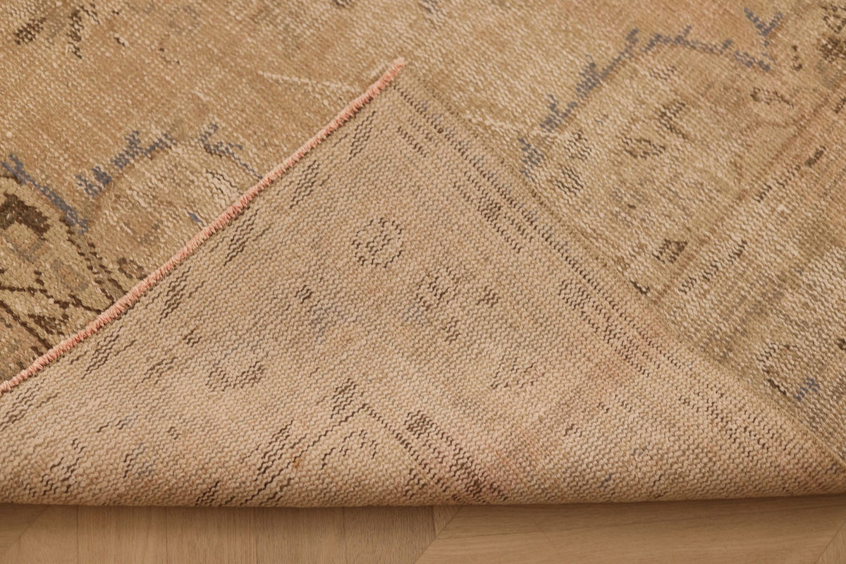 Vintage Manisa Turkish Area Rug 6x8 ft — Beige & Brown Floral