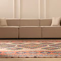 Vintage Niğde Turkish Area Rug 7x10 ft — Beige & Red Geometric