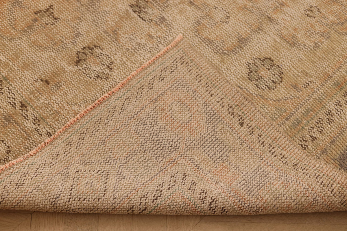Vintage Manisa Turkish Area Rug 7x11 ft — Orange & Beige Floral