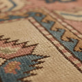 Vintage Uşak Turkish Area Rug 5x8 ft — Red & Blue Geometric