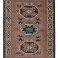 Vintage Niğde Turkish Area Rug 6x9 ft — Pink & Blue Geometric