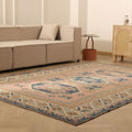 Vintage Niğde Turkish Area Rug 6x9 ft — Pink & Blue Geometric