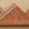 Vintage Uşak Turkish Area Rug 5x8 ft — Beige & Red Geometric