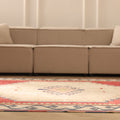 Vintage Malatya Turkish Area Rug 5x8 ft — Red & Beige Geometric