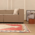 Vintage Malatya Turkish Area Rug 5x8 ft — Red & Beige Geometric