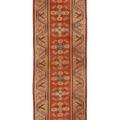 Vintage Muğla Turkish Runner Rug 2x9 ft — Orange & Beige Geometric