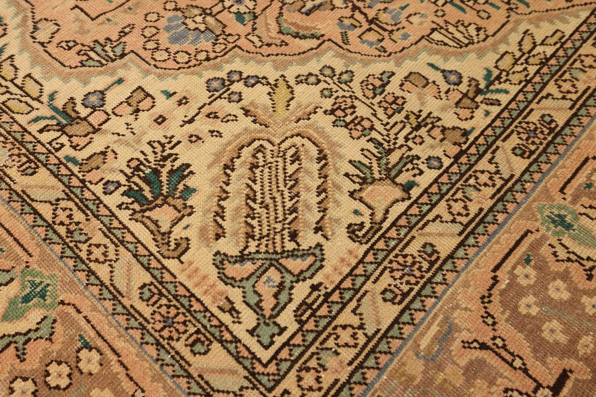 Vintage Southeastern Persian Style Area Rug 6x9 ft — Beige & Brown Medallion