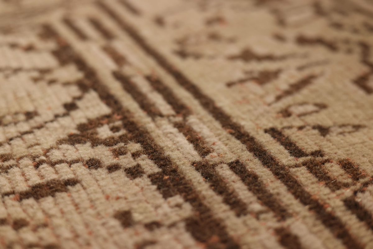 Vintage Manisa Turkish Area Rug 6x8 ft — Beige & Brown Floral