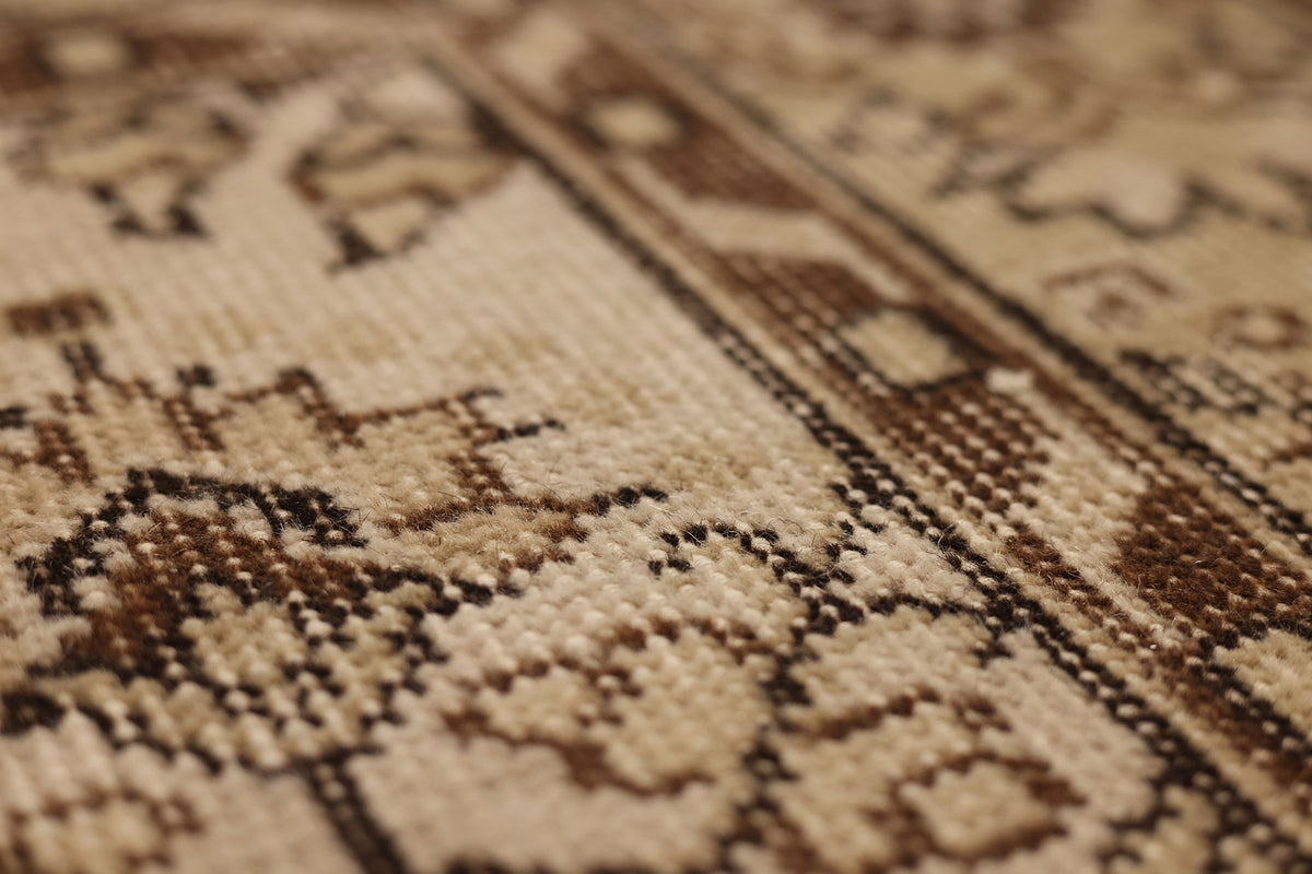 Vintage Isparta Turkish Area Rug 6x10 ft — Beige & Brown Floral (No. 62828)