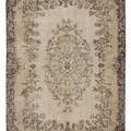 Vintage Isparta Turkish Area Rug 6x9 ft — Beige & Brown Floral (No. 62829)