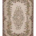 Vintage Isparta Turkish Area Rug 6x9 ft — Beige & Brown Floral (No. 62831)