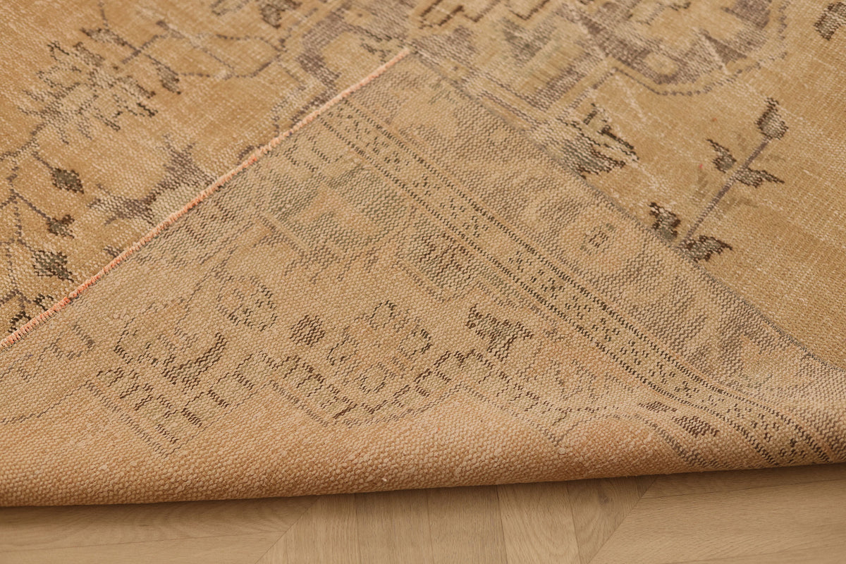 Vintage Manisa Turkish Area Rug 5x7 ft — Beige & Brown Floral