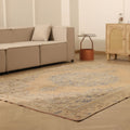 Vintage Manisa Turkish Area Rug 6x9 ft — Orange & Blue Distressed