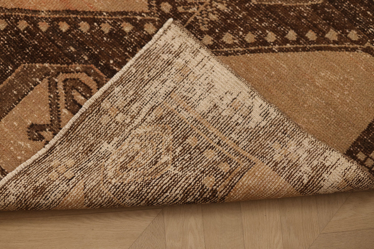 Vintage Malatya Turkish Runner Rug 3x11 ft — Brown & Beige Geometric (No. 62847)