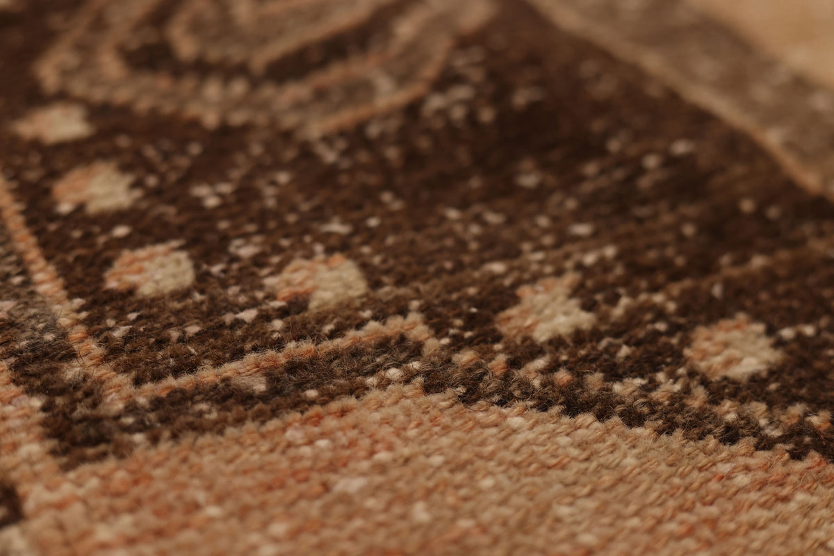 Vintage Malatya Turkish Runner Rug 3x11 ft — Brown & Beige Geometric (No. 62847)