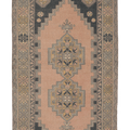 Vintage Niğde Turkish Runner Rug 3x6 ft — Brown & Gray Geometric