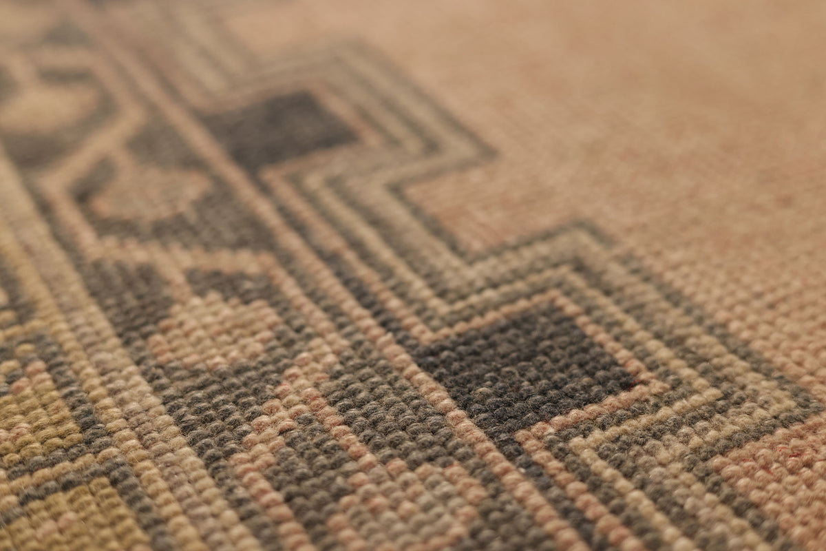 Vintage Niğde Turkish Runner Rug 3x6 ft — Brown & Gray Geometric