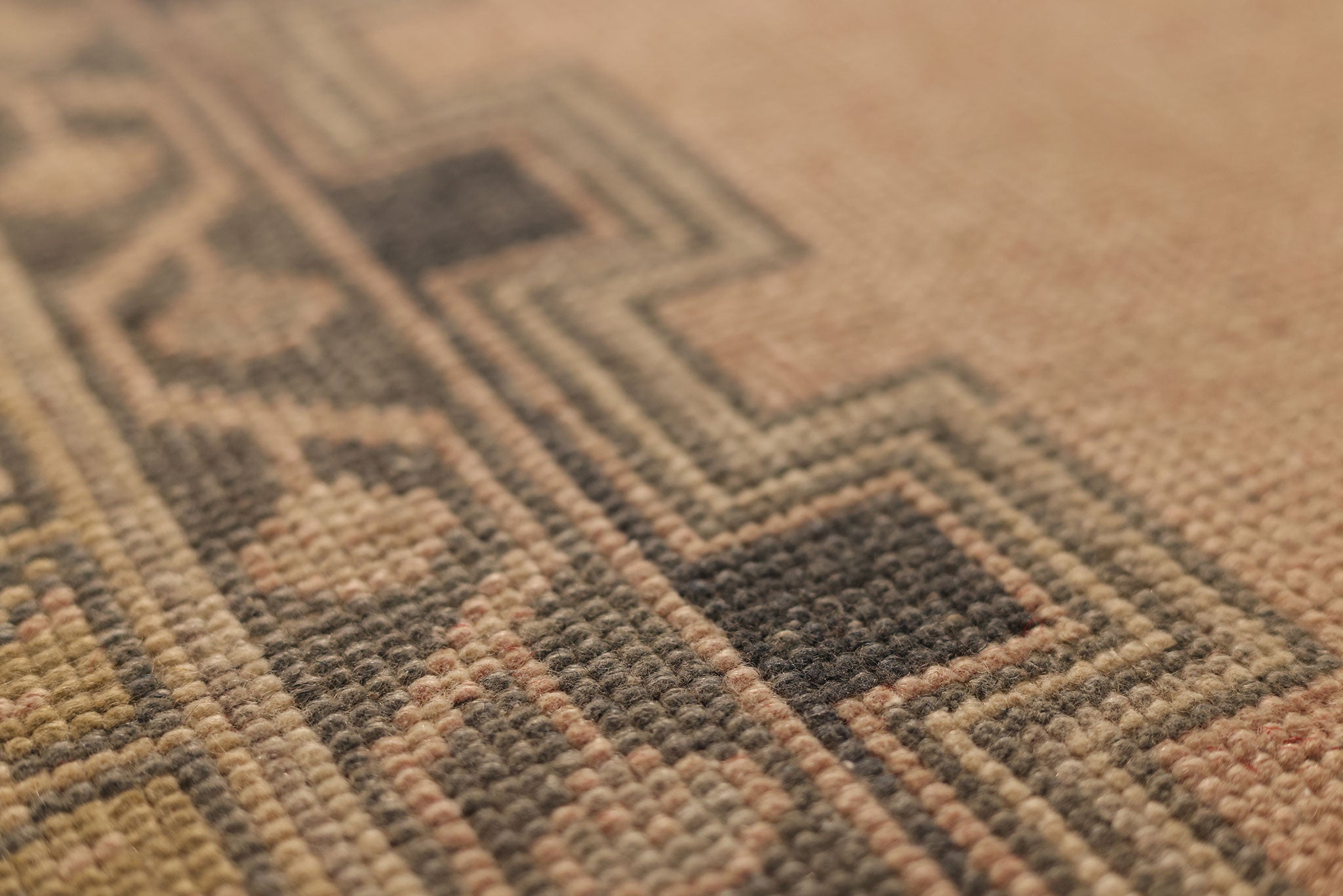 Vintage Niğde Turkish Runner Rug 3x6 ft — Brown & Gray Geometric